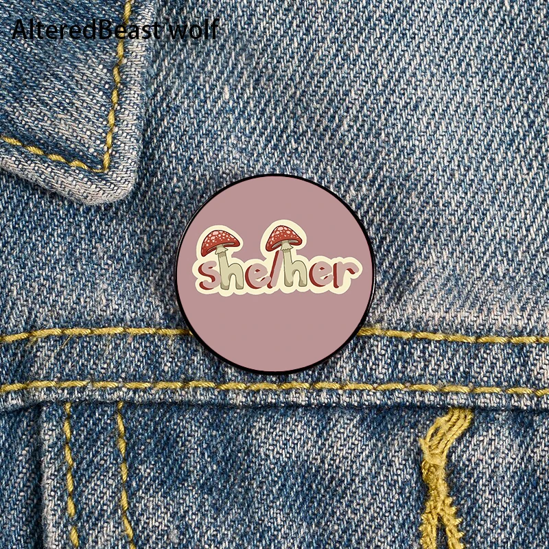 She Her Mushroom Pronoun Pin Custom Funny Brooches Shirt Lapel Bag Cute Badge Cartoon Cute Jewelry Gift for Lover Girl Friends
She Her Mushroom Pronoun Pin Custom Funny Brooches Shirt Lapel Bag Cute Badge Cartoon Cute Jewelry Gift for Lover Girl Friends