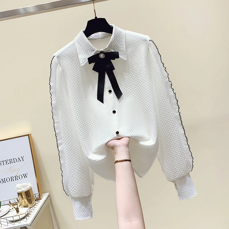 2022 Sprig Clothing Cut Standard Office Lady Wooden Ear Turn Down Collar Full Shirt Women's Bow Tops
2022 Sprig Clothing Cut Standard Office Lady Wooden Ear Turn Down Collar Full Shirt Women's Bow Tops