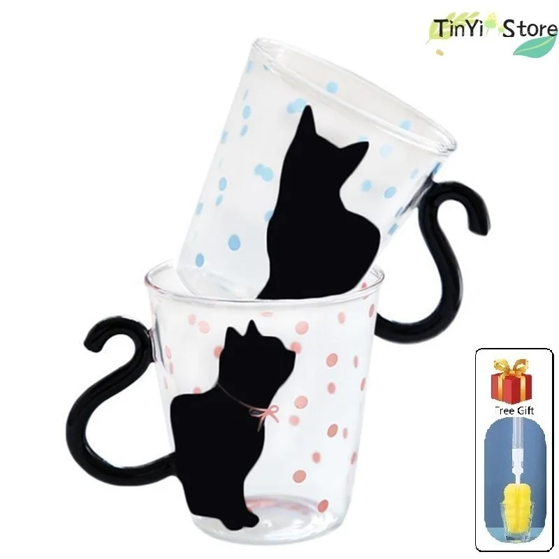 350ML Cute Cat Glass Cup Milk Tea Glass Mug Cat Tail Handle Cat Valentine's Day Lover Gifts Couple Cup Drinking Utensils
350ML Cute Cat Glass Cup Milk Tea Glass Mug Cat Tail Handle Cat Valentine's Day Lover Gifts Couple Cup Drinking Utensils