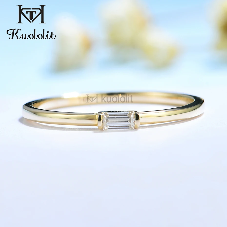

Куолит 585 14K 10K желтое золото Moissanite кольцо для женщин Изумрудный отрезной Пасьянс Обручальное роскошное ювелирное изделие для Рождественский подарок