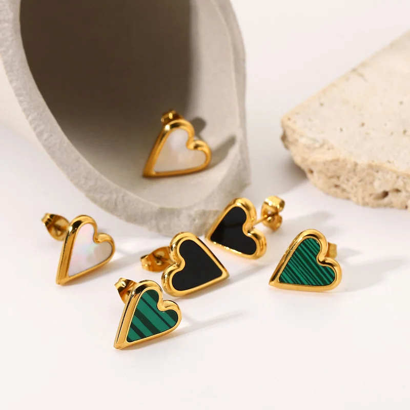 Minar Vintage Mult Designs Natural Stone Shell Green Malachite Love Heart Stud Earrings for Women Gold Stainless Steel Earring
Minar Vintage Mult Designs Natural Stone Shell Green Malachite Love Heart Stud Earrings for Women Gold Stainless Steel Earring