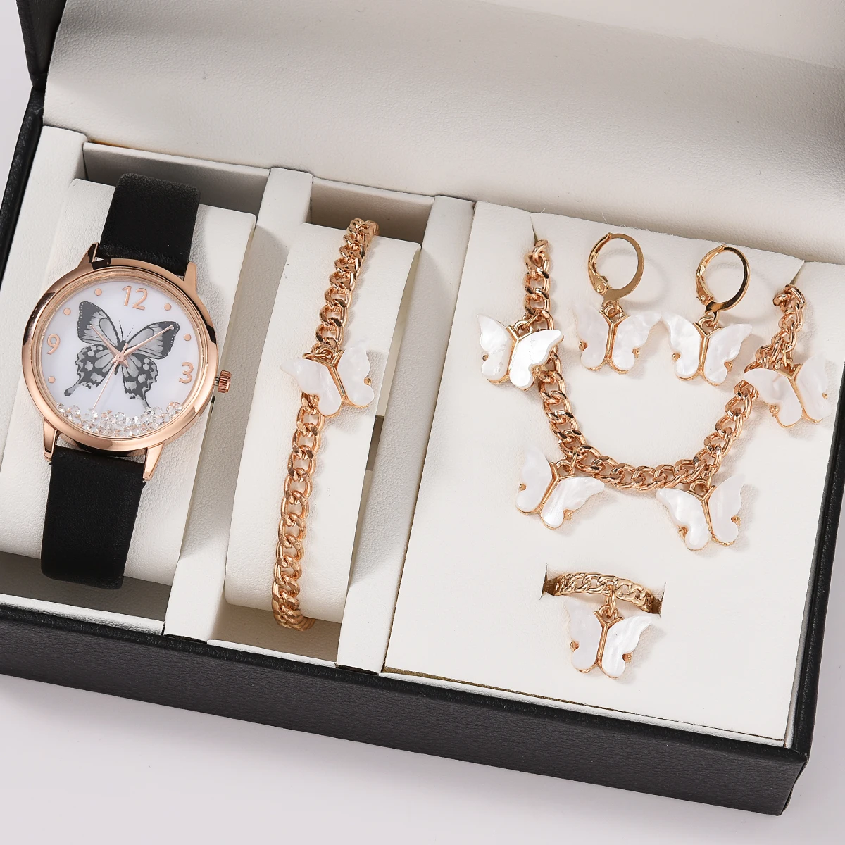 6PCS Set Luxury Women Watch Bracelet Necklace Earrings Rings Round Watch Wristwatch Ladies Watch For Women Fashion Quartz Clock
6PCS Set Luxury Women Watch Bracelet Necklace Earrings Rings Round Watch Wristwatch Ladies Watch For Women Fashion Quartz Clock