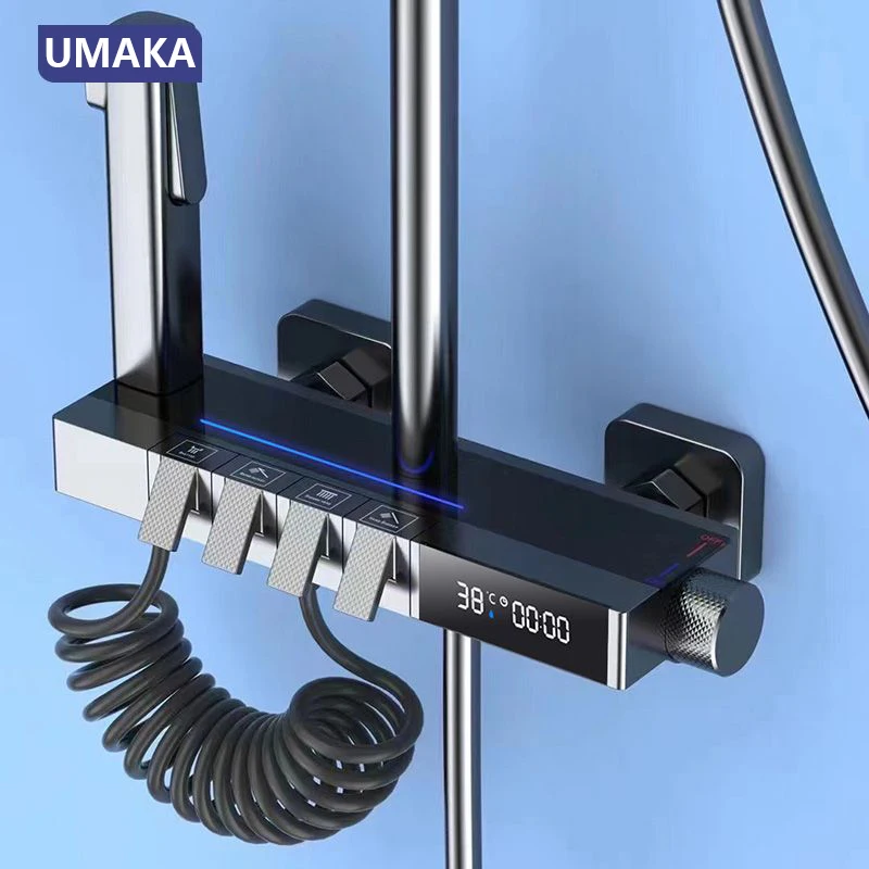 UMAKA Piano Key Digital Shower Set Thermostatic Atmosphere Light Brushed Full Set Bathroom Sprinkler Shower Bathroom
UMAKA Piano Key Digital Shower Set Thermostatic Atmosphere Light Brushed Full Set Bathroom Sprinkler Shower Bathroom
