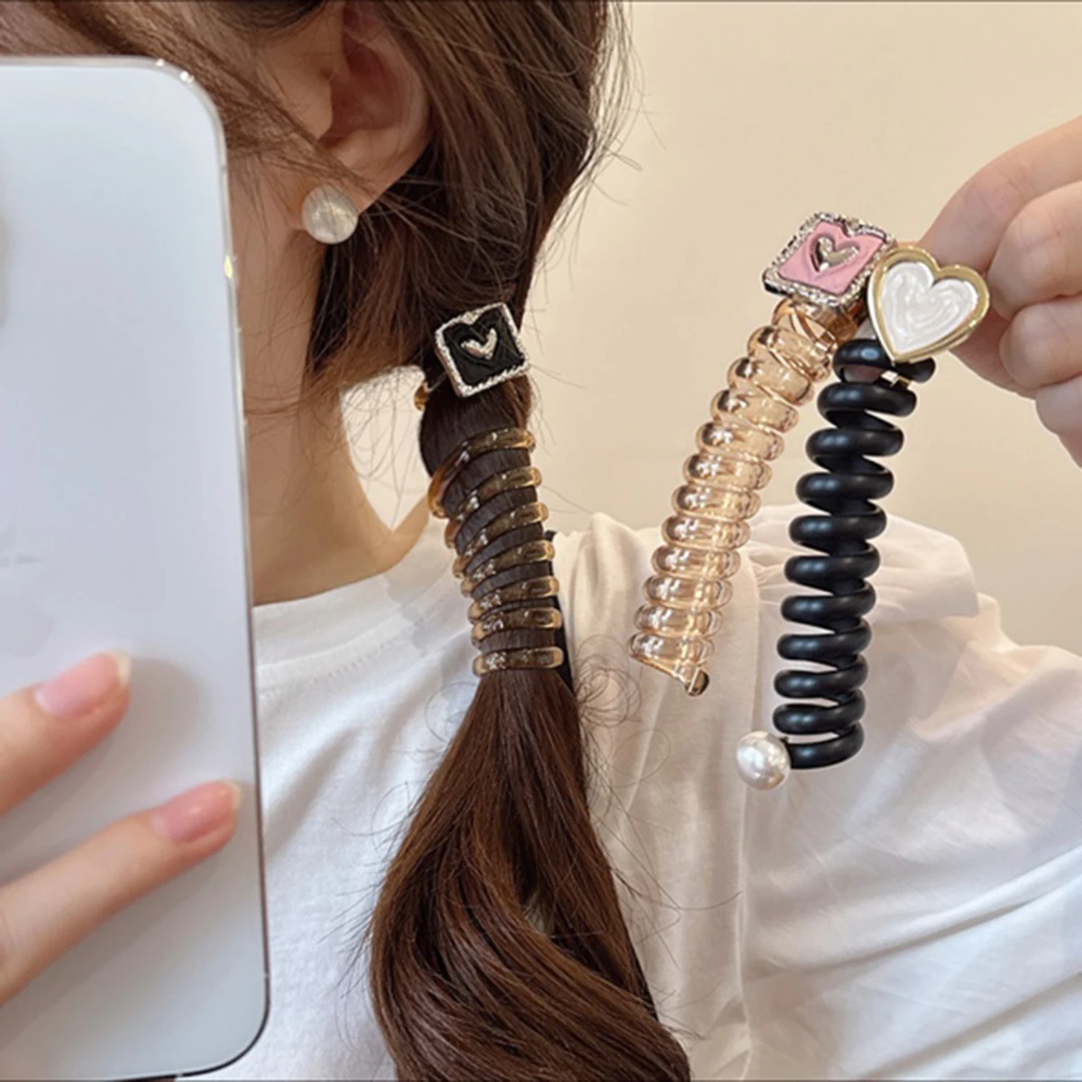 

Ponytail Elastic Hair Bands Rubber Hair Ties Bundle Scrunchies Telephone Wire Hair Accessories Fashion Hairbands Women Headband