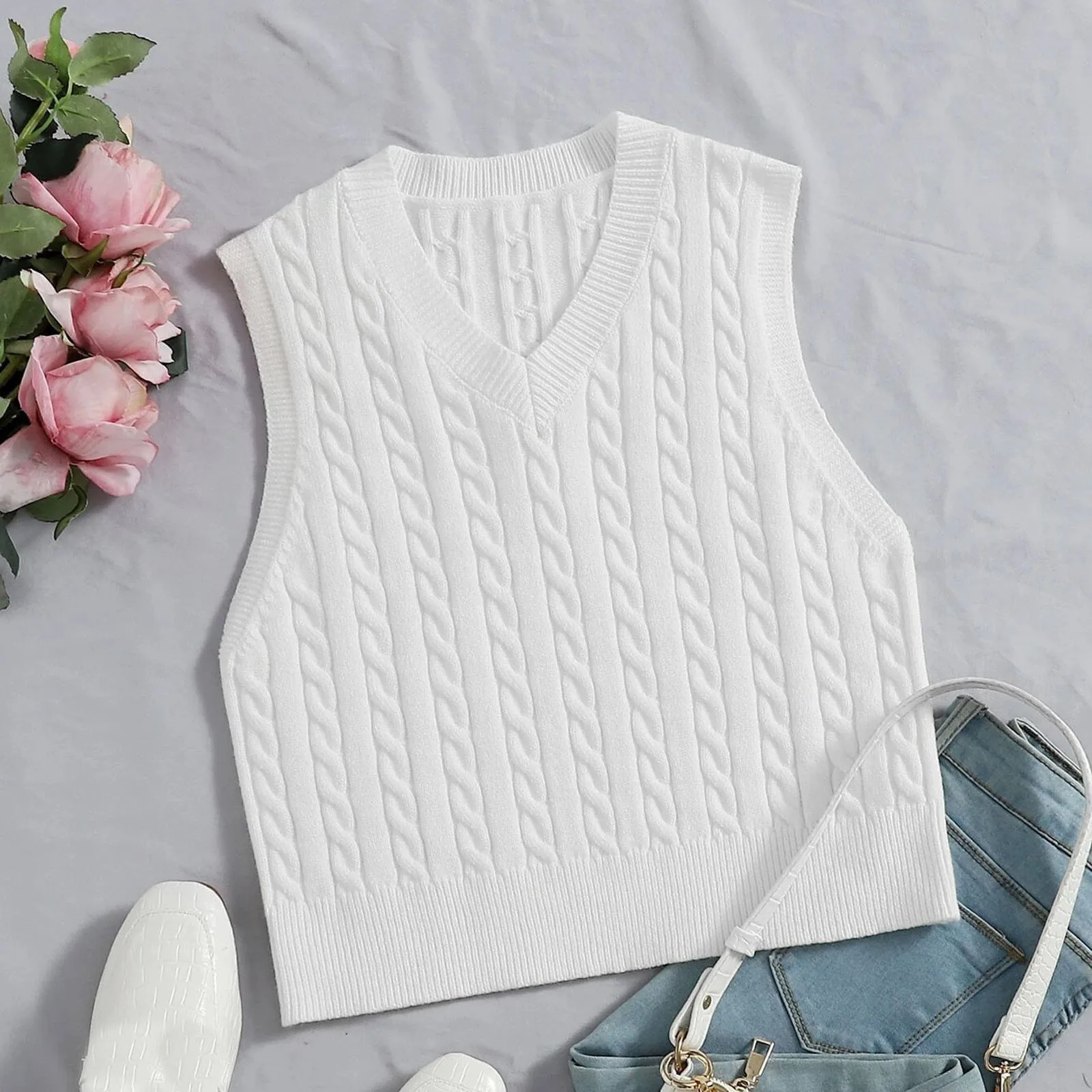 2023 Casual Basic 2023 Casual Basic Autumn Winter V Neck Twist Pullover Loose Sleeveless Knitted Vest Solid Color Vest Coat
2023 Casual Basic 2023 Casual Basic Autumn Winter V Neck Twist Pullover Loose Sleeveless Knitted Vest Solid Color Vest Coat