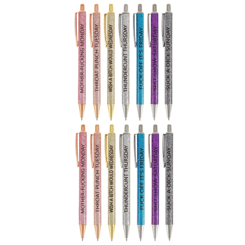 2 Set/14 Pcs Funny Ballpoint Novelty Daily Pen Set, Office Gifts, Weekday Vibes Glitter Pen Set
2 Set/14 Pcs Funny Ballpoint Novelty Daily Pen Set, Office Gifts, Weekday Vibes Glitter Pen Set