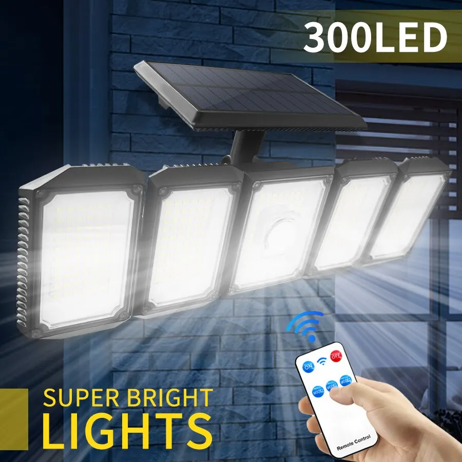 300 LEDs Solar Lights Outdoor Garden Lights LED Motion Sensor Wall Lamp Waterproof Powerful Solar Spotlight Adjustable
300 LEDs Solar Lights Outdoor Garden Lights LED Motion Sensor Wall Lamp Waterproof Powerful Solar Spotlight Adjustable