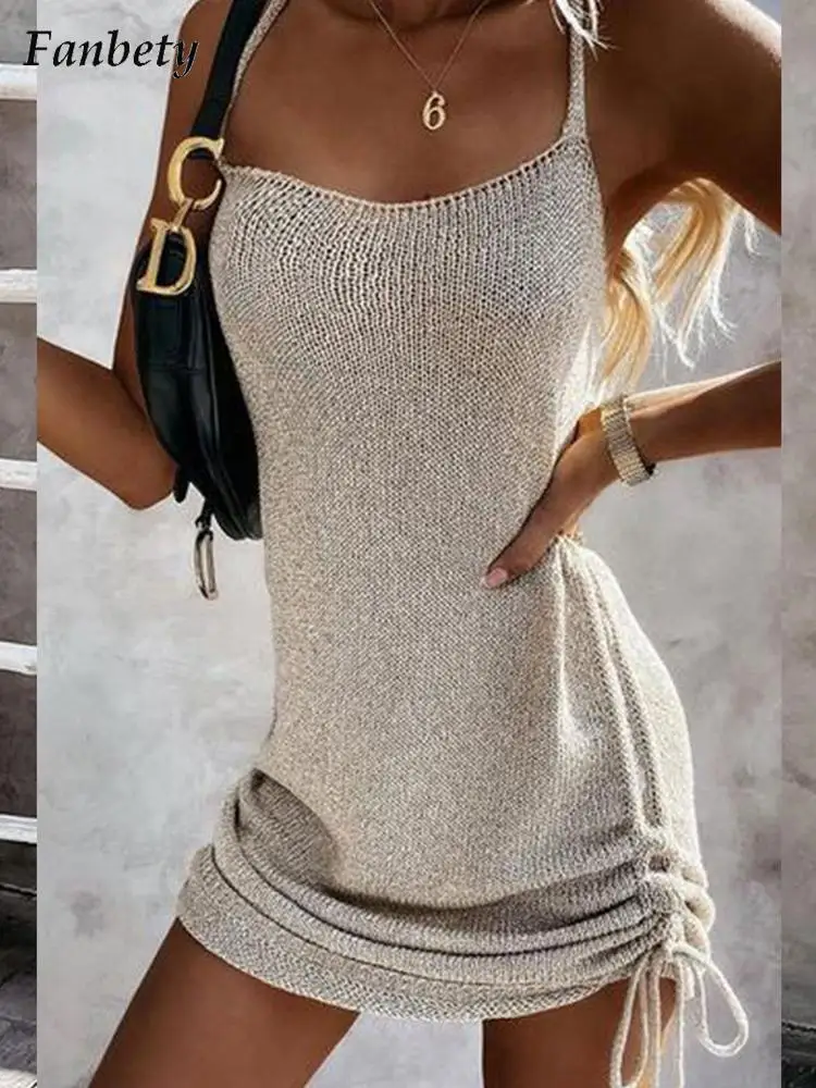 Women Sexy Solid V-Neck Drawstring Party Dress 2022 Summer New Fashion Sleeveless Mini Dress Ladies Casual Lace-Up Dress Vestido
Women Sexy Solid V-Neck Drawstring Party Dress 2022 Summer New Fashion Sleeveless Mini Dress Ladies Casual Lace-Up Dress Vestido