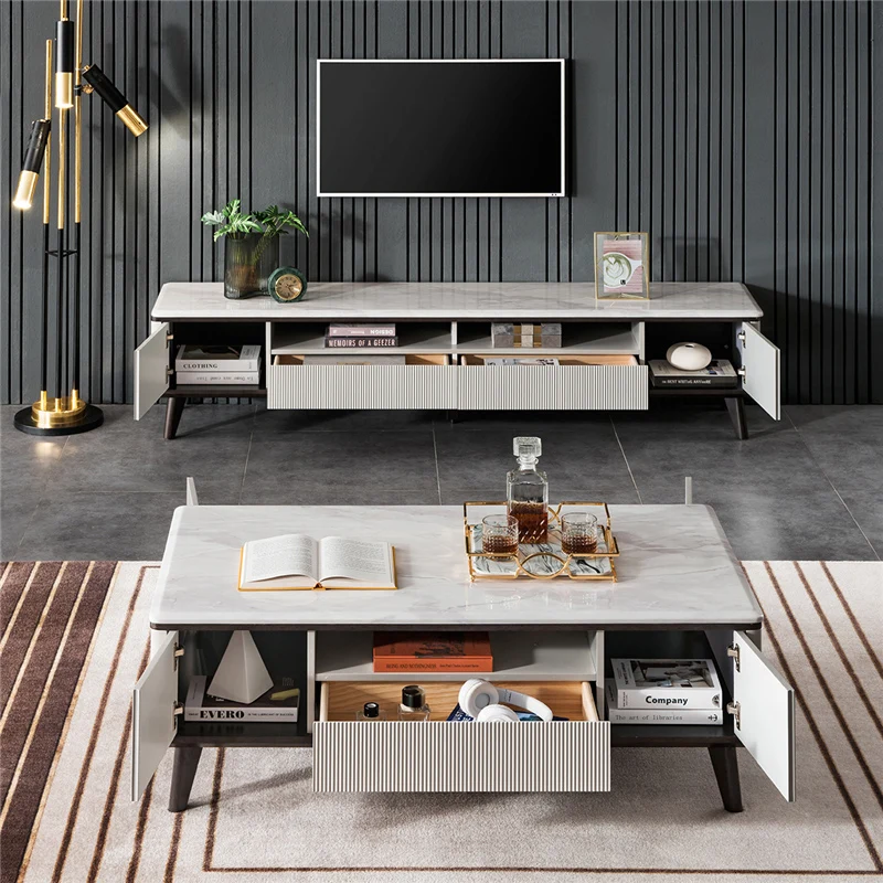 First class light luxury Italian minimalist marble tea table TV cabinet combination suit multifunctional
First class light luxury Italian minimalist marble tea table TV cabinet combination suit multifunctional