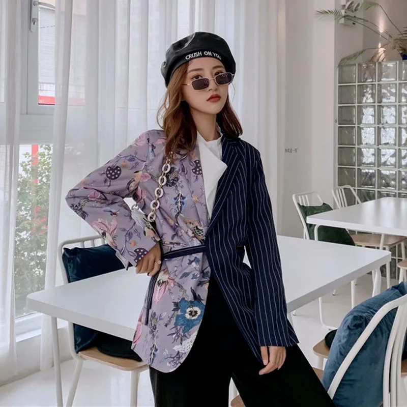 Striped and Floral Blazer with Bandage 2021 Women Fashion Buttonless Patchwork Lace Up Casual Office Blazer Suit with Free Belt
Striped and Floral Blazer with Bandage 2021 Women Fashion Buttonless Patchwork Lace Up Casual Office Blazer Suit with Free Belt