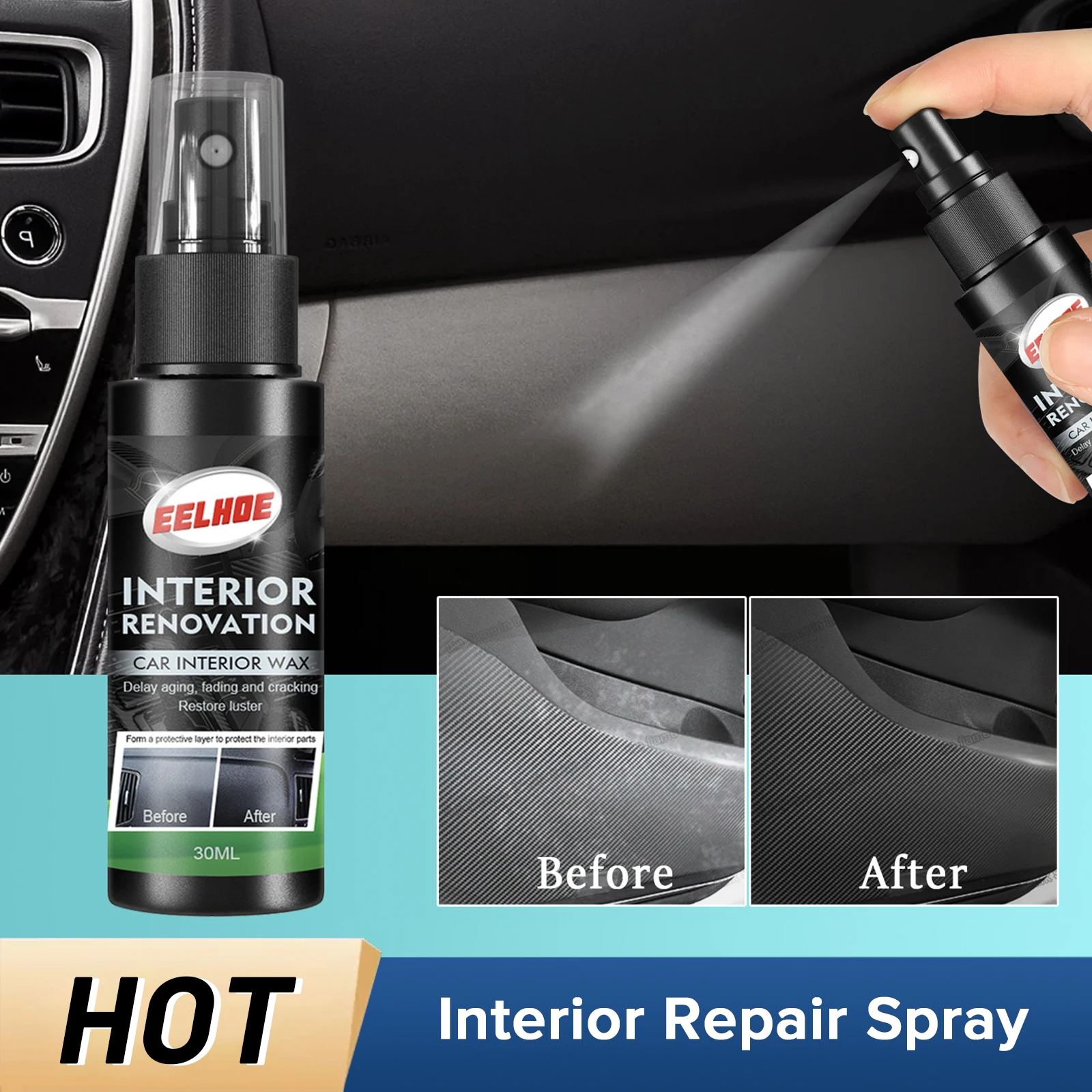 Interior Repair Spray Vehicle Plastic Part Retreading Seat Leather Restoration Restore Steering Wheel Shine Car Interior Cleaner
Interior Repair Spray Vehicle Plastic Part Retreading Seat Leather Restoration Restore Steering Wheel Shine Car Interior Cleaner