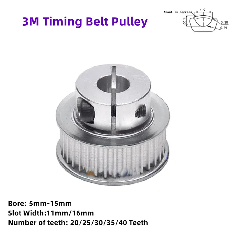 1Pcs Clamping Type 20-40 Teeth 3M Timing Belt Pulley Slot Width 11mm/16mm Bore 5mm-15mm For 10mm/15mm Belt CNC/Step Motor
1Pcs Clamping Type 20-40 Teeth 3M Timing Belt Pulley Slot Width 11mm/16mm Bore 5mm-15mm For 10mm/15mm Belt CNC/Step Motor