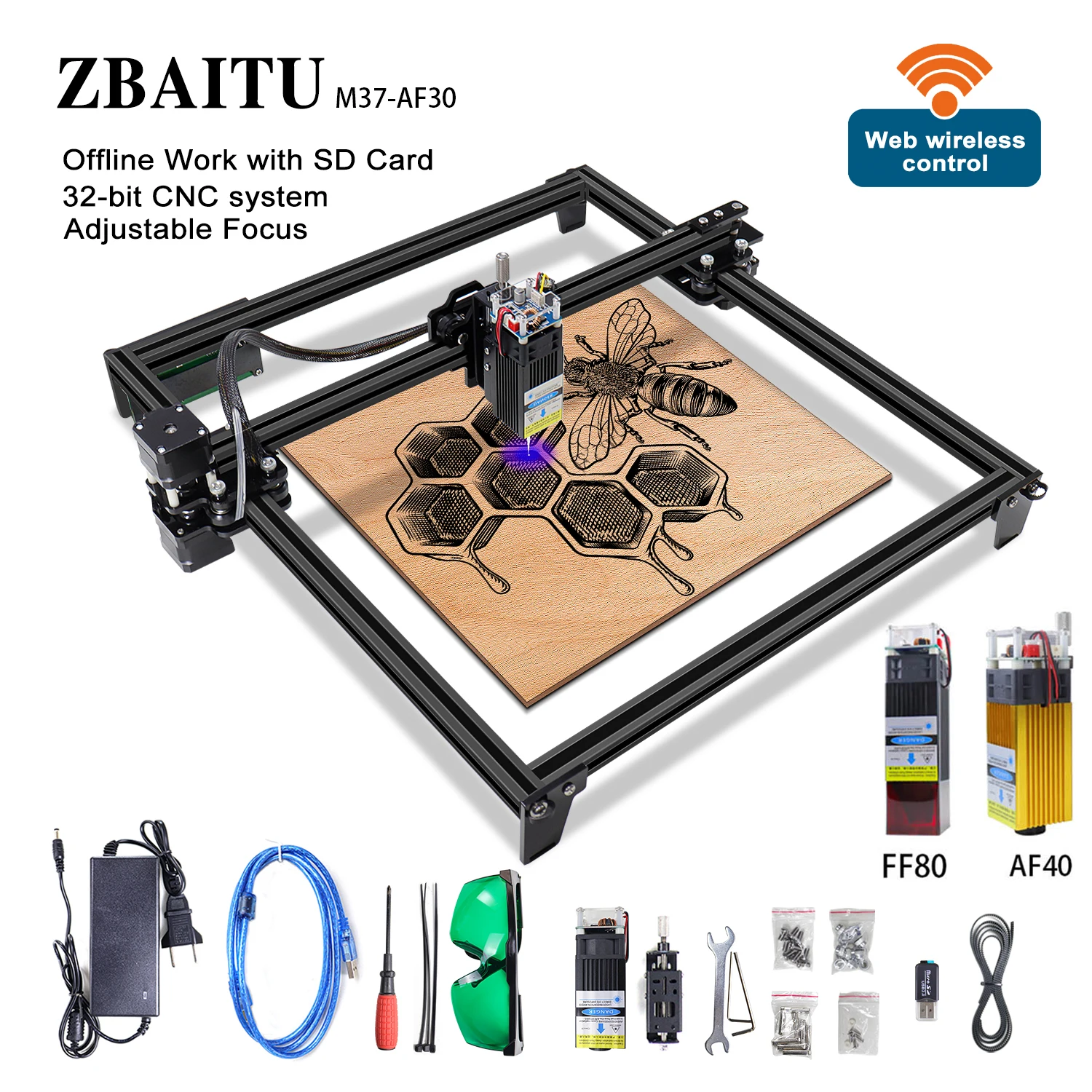 ZBAITU Laser Engraver Cutter Machine 5W 10W, Desktop CNC Cut Wood Metal Tumblers Acrylic Glass With WIFI Offline Printer FAC
ZBAITU Laser Engraver Cutter Machine 5W 10W, Desktop CNC Cut Wood Metal Tumblers Acrylic Glass With WIFI Offline Printer FAC