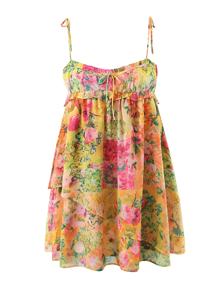 YENKYE Summer Women Multicolor Floral Print Sling Short Dresses Sexy Sleeveless Female Holiday Boho Beach Robe
YENKYE Summer Women Multicolor Floral Print Sling Short Dresses Sexy Sleeveless Female Holiday Boho Beach Robe