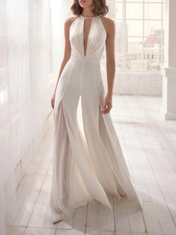 Summer Woman Jumpsuit Deep V Hanging Neck Lace Temperament Sexy Outfits White Jumpsuits For Women Solid Sleeveless Up Rompers
Summer Woman Jumpsuit Deep V Hanging Neck Lace Temperament Sexy Outfits White Jumpsuits For Women Solid Sleeveless Up Rompers