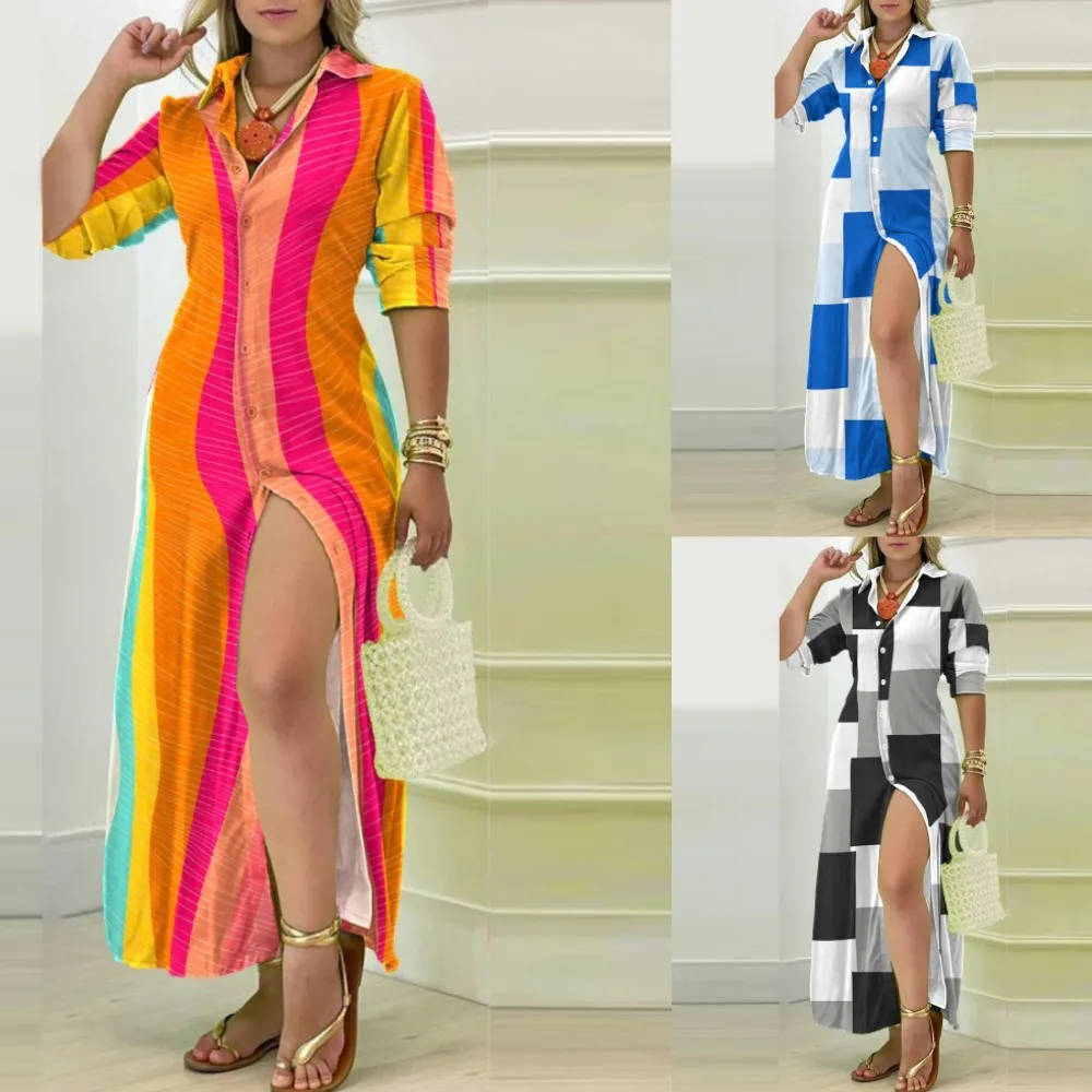 New Summer Dress For Women 2023 Long Sleeves Turn-down Collar Button Shirt Dresses Stripe Print Silt A-Line Elegant Robe Dresses
New Summer Dress For Women 2023 Long Sleeves Turn-down Collar Button Shirt Dresses Stripe Print Silt A-Line Elegant Robe Dresses