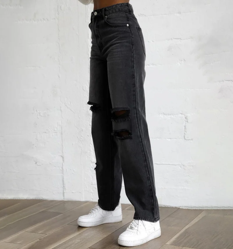 High Waist Ripped Black Pants Women Wear Ragged Black Jeans Fashion Clothing Trendy Casual Long Denim Trousers Boyfriend 2021
High Waist Ripped Black Pants Women Wear Ragged Black Jeans Fashion Clothing Trendy Casual Long Denim Trousers Boyfriend 2021