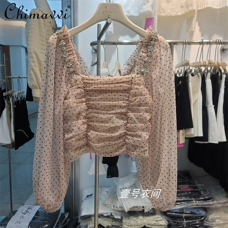 2022 Spring Clothes New French Sweet Sexy Tube Top Square Collar Shirt Fashion Dot Mesh Puff Sleeve Blouse Women Tops All-match
2022 Spring Clothes New French Sweet Sexy Tube Top Square Collar Shirt Fashion Dot Mesh Puff Sleeve Blouse Women Tops All-match