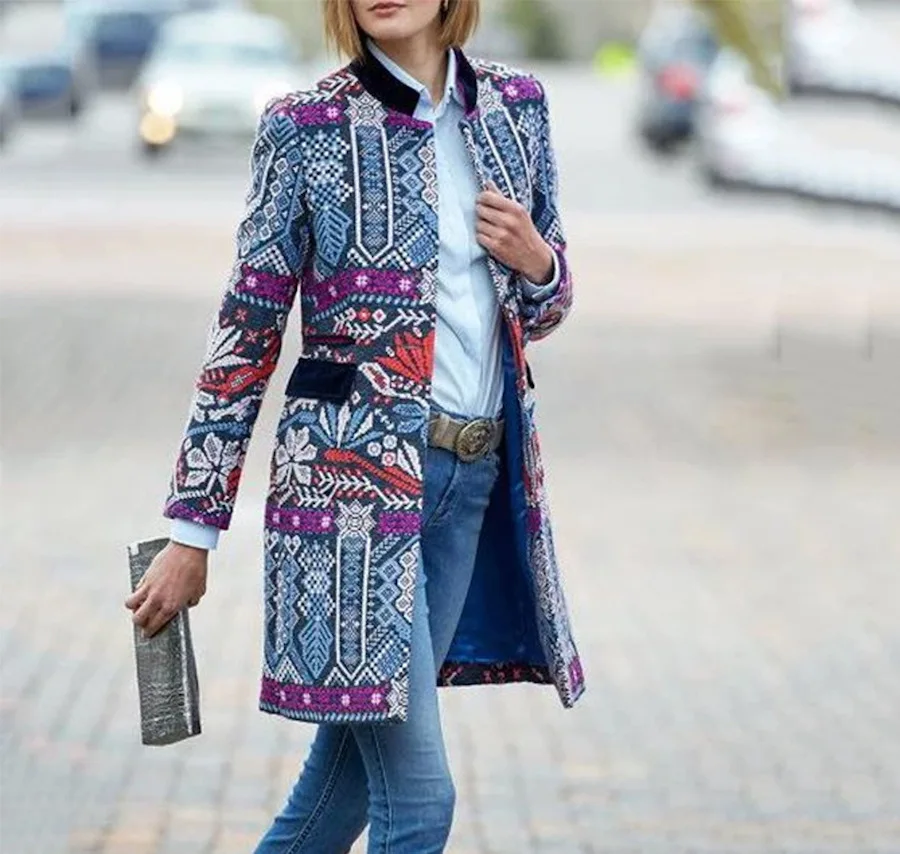 Women's Overcoat Women's Fashion European and American Printed Long-Sleeved Overcoat
Women's Overcoat Women's Fashion European and American Printed Long-Sleeved Overcoat