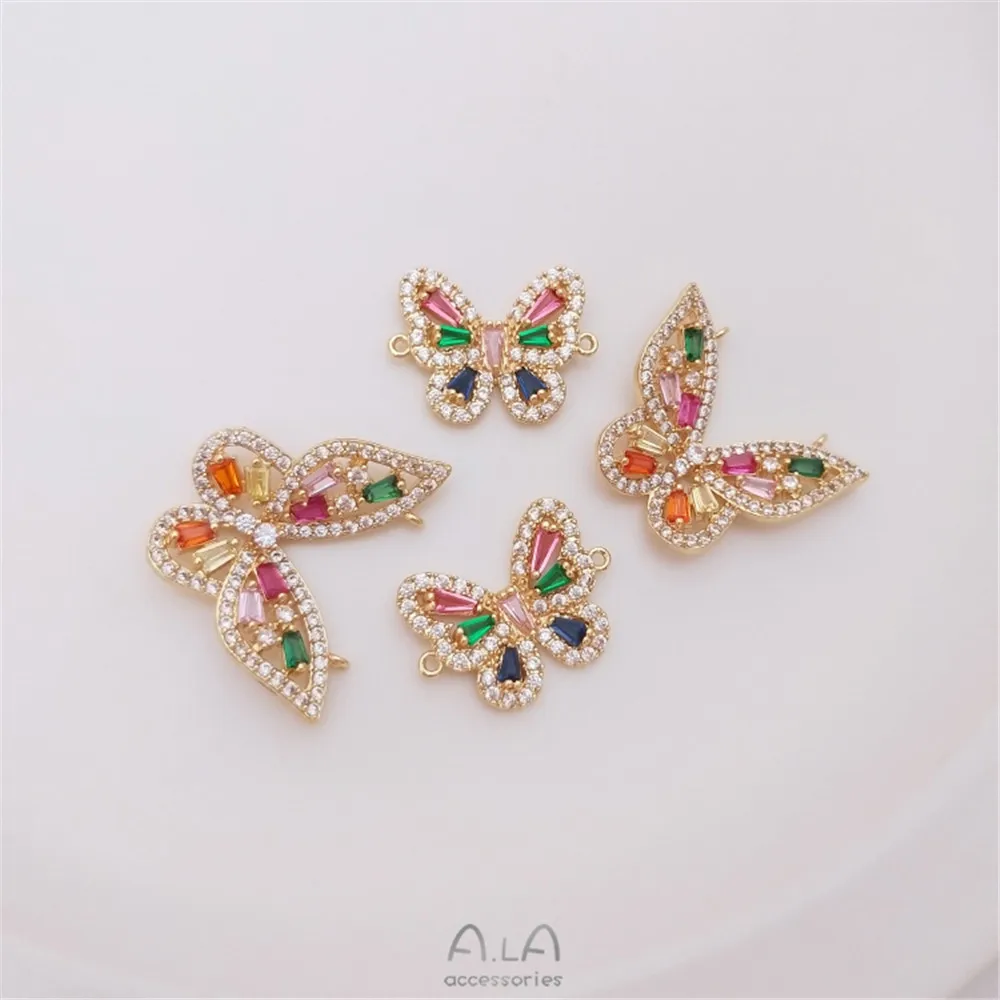 14K bag real gold micro inlaid color zirconium butterfly pendant necklace double hanging pendant DIY handmade accessories
14K bag real gold micro inlaid color zirconium butterfly pendant necklace double hanging pendant DIY handmade accessories