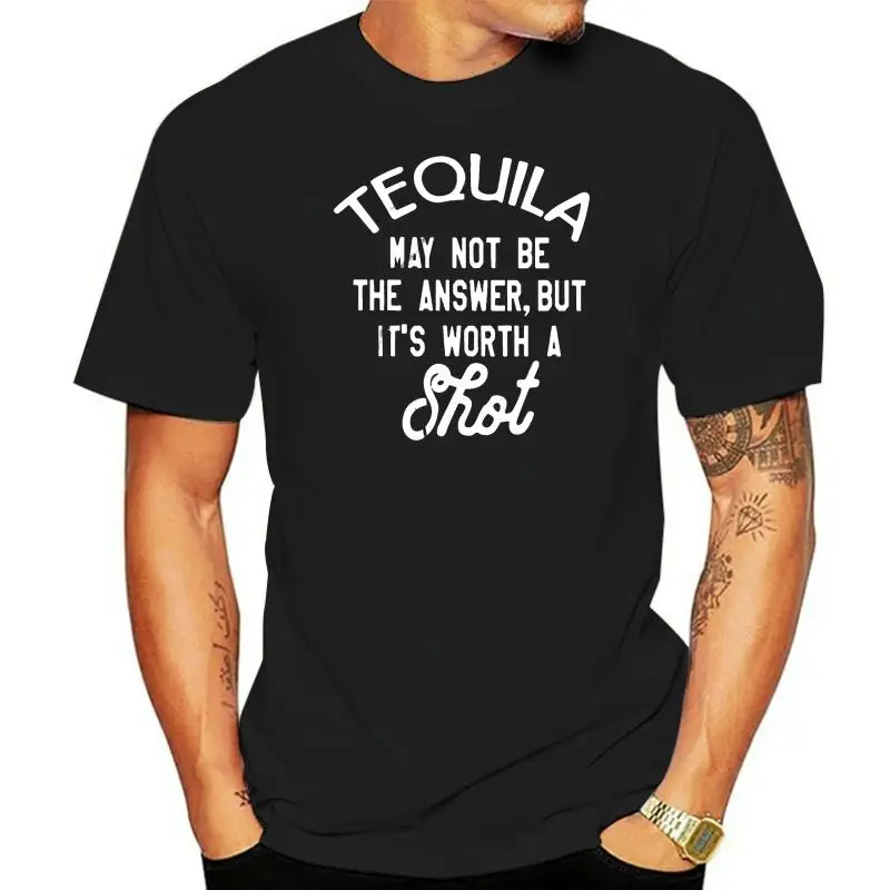 Мужская футболка Tequila May Not Be The Answer But It's Worth A Shot Черная версия Женская
