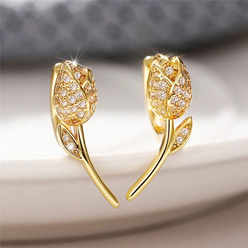 Fashion Rose Flower Earrings for Women Her Cubic Zirconia Hoop Earrings Engagement Valentine's Day Christmas Jewelry Gifts
Fashion Rose Flower Earrings for Women Her Cubic Zirconia Hoop Earrings Engagement Valentine's Day Christmas Jewelry Gifts