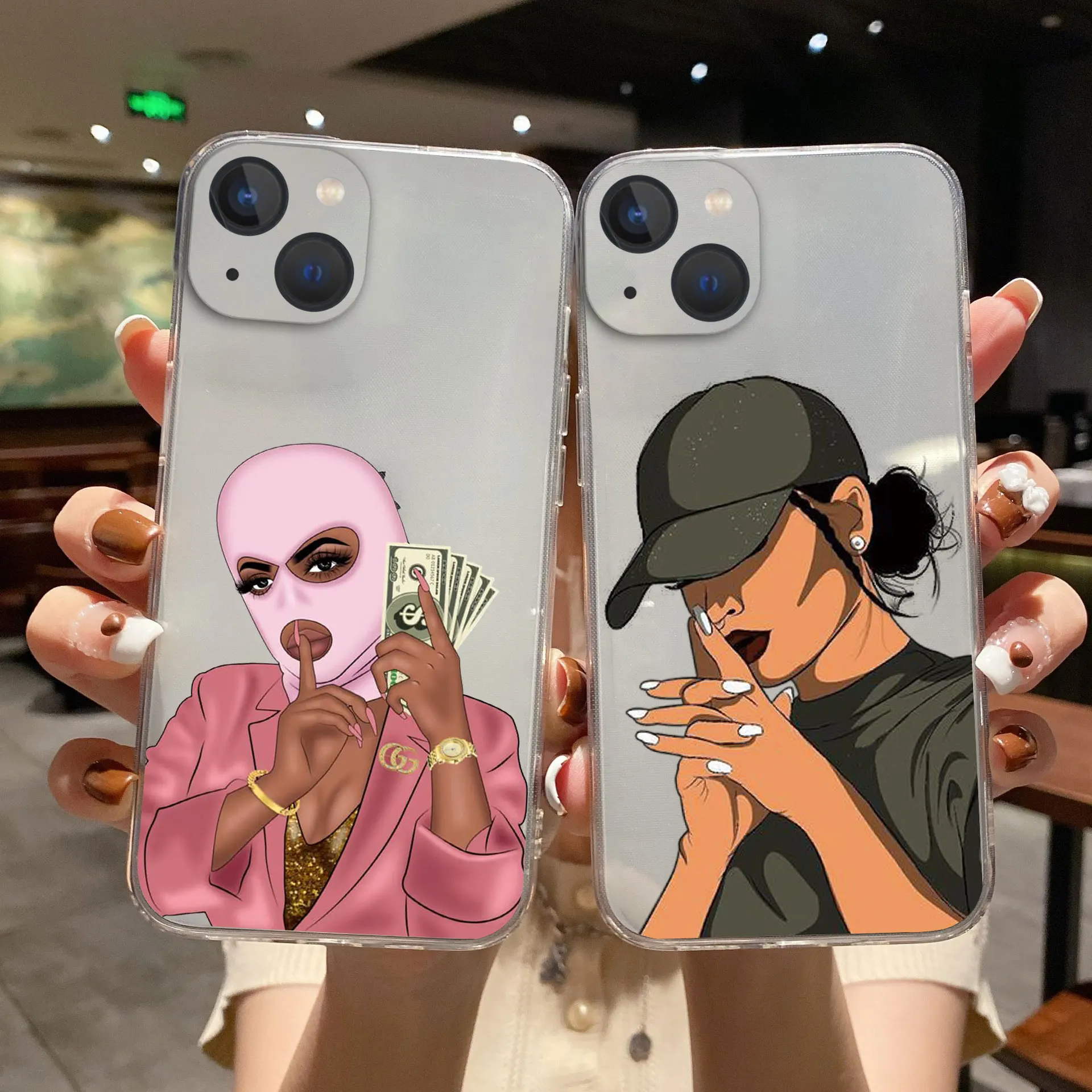 Make money Cash Black head Sweet Spoiled Girl Fundas phone case for iPhone 11 12 13 14 Pro Mini Max X XR 8 7 Plus Clear TPU case
Make money Cash Black head Sweet Spoiled Girl Fundas phone case for iPhone 11 12 13 14 Pro Mini Max X XR 8 7 Plus Clear TPU case