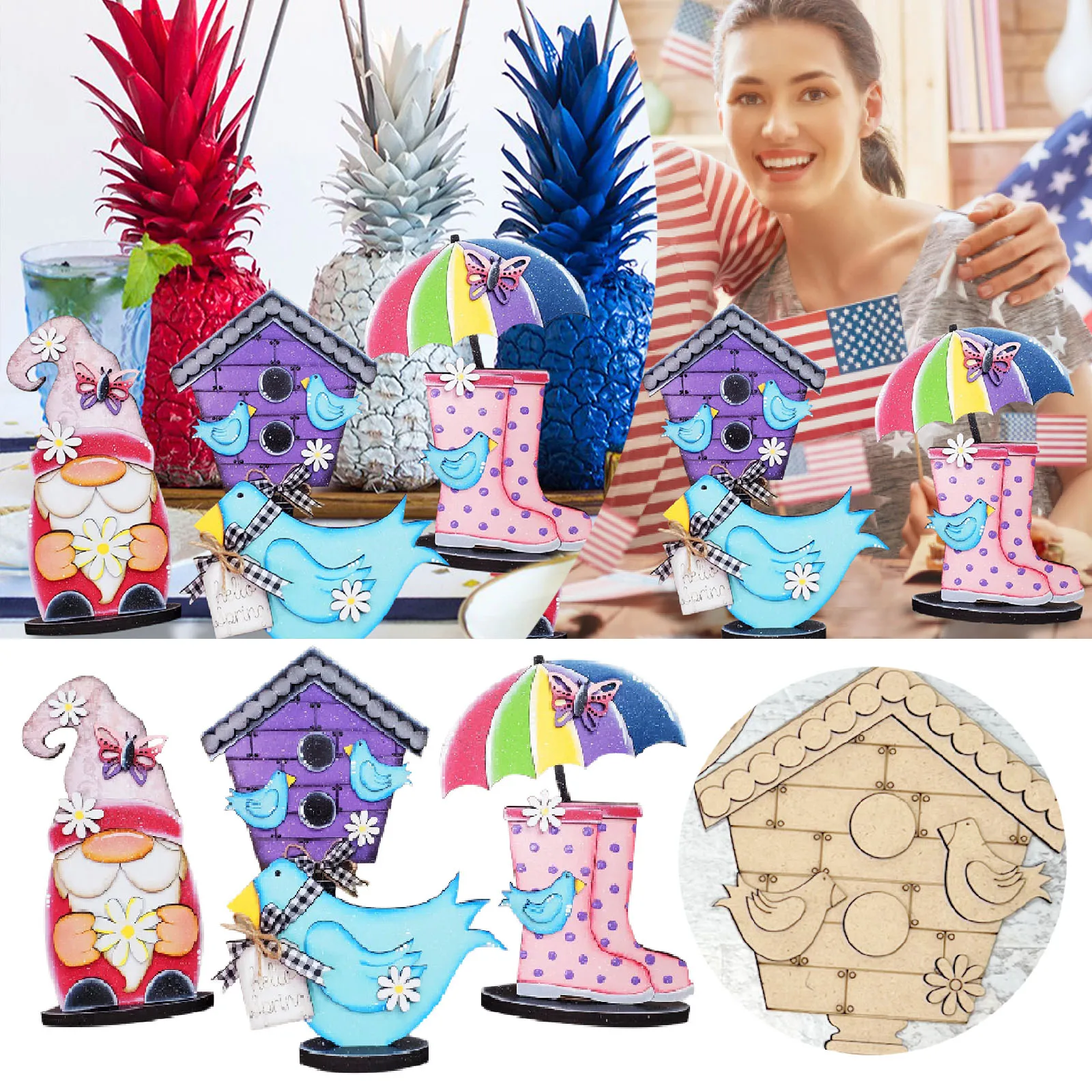 Standing Spring Shelf Gnome Rainboot Birdhouse Wooden Table Decoration Signs Spring Summer Centerpiece Table for Trees
Standing Spring Shelf Gnome Rainboot Birdhouse Wooden Table Decoration Signs Spring Summer Centerpiece Table for Trees