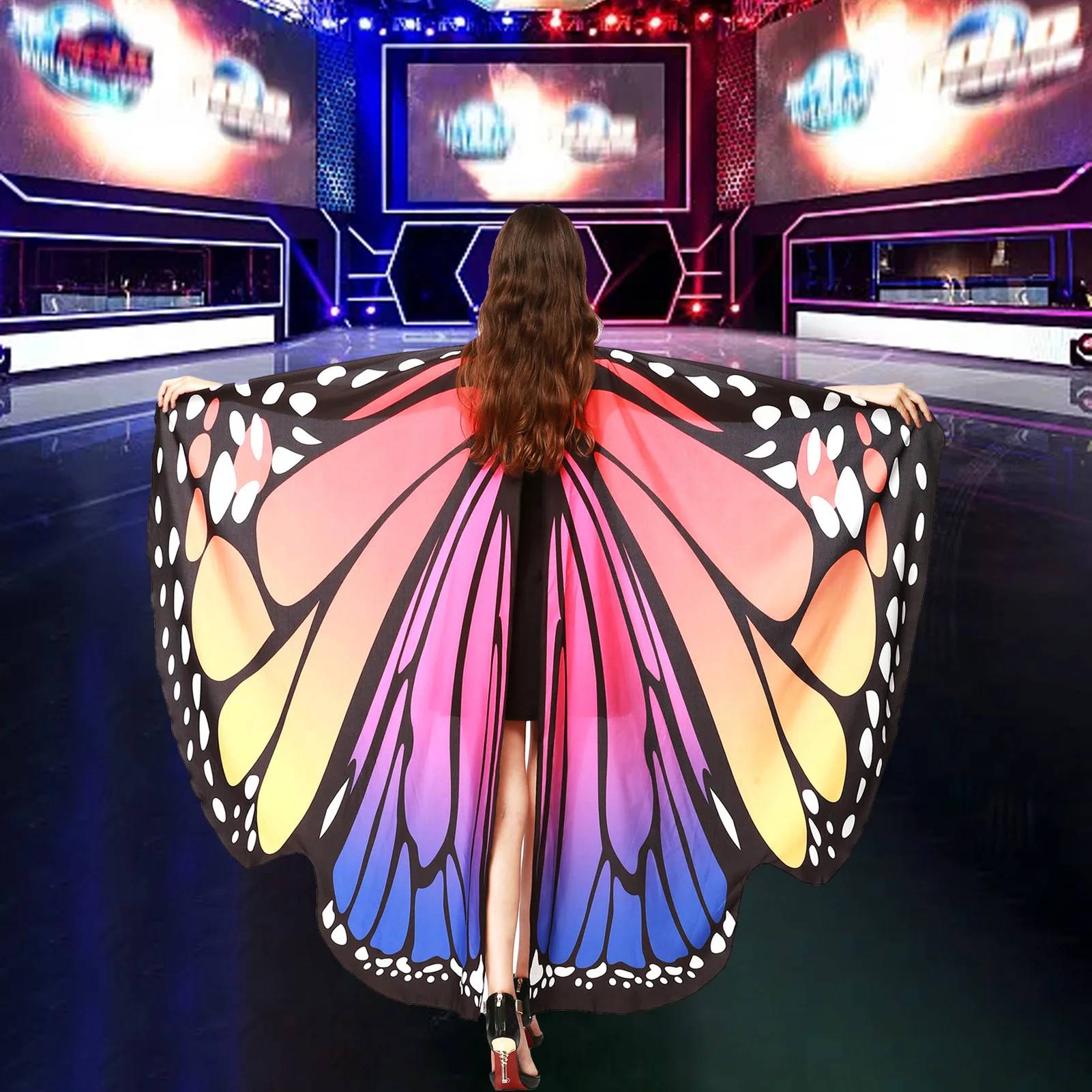 Women Butterfly Wings Cape Print Collar Carnival Costumes Adult Party Costume Decorations Printed With Elastic Materials
Women Butterfly Wings Cape Print Collar Carnival Costumes Adult Party Costume Decorations Printed With Elastic Materials
