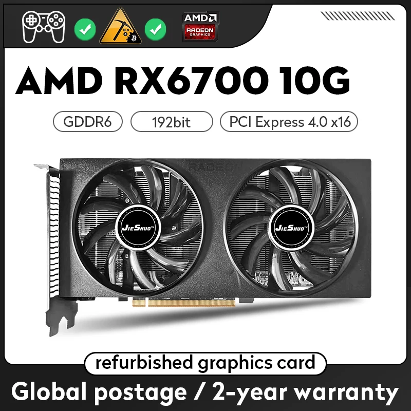 JIESHUO AMD RX6700 10G, With DP * 3, HDMI * 1 Interface, 6+8Pin, GDDR6, 10GB Graphics Storage Game Video Card, Dual Fan Cooling
JIESHUO AMD RX6700 10G, With DP * 3, HDMI * 1 Interface, 6+8Pin, GDDR6, 10GB Graphics Storage Game Video Card, Dual Fan Cooling