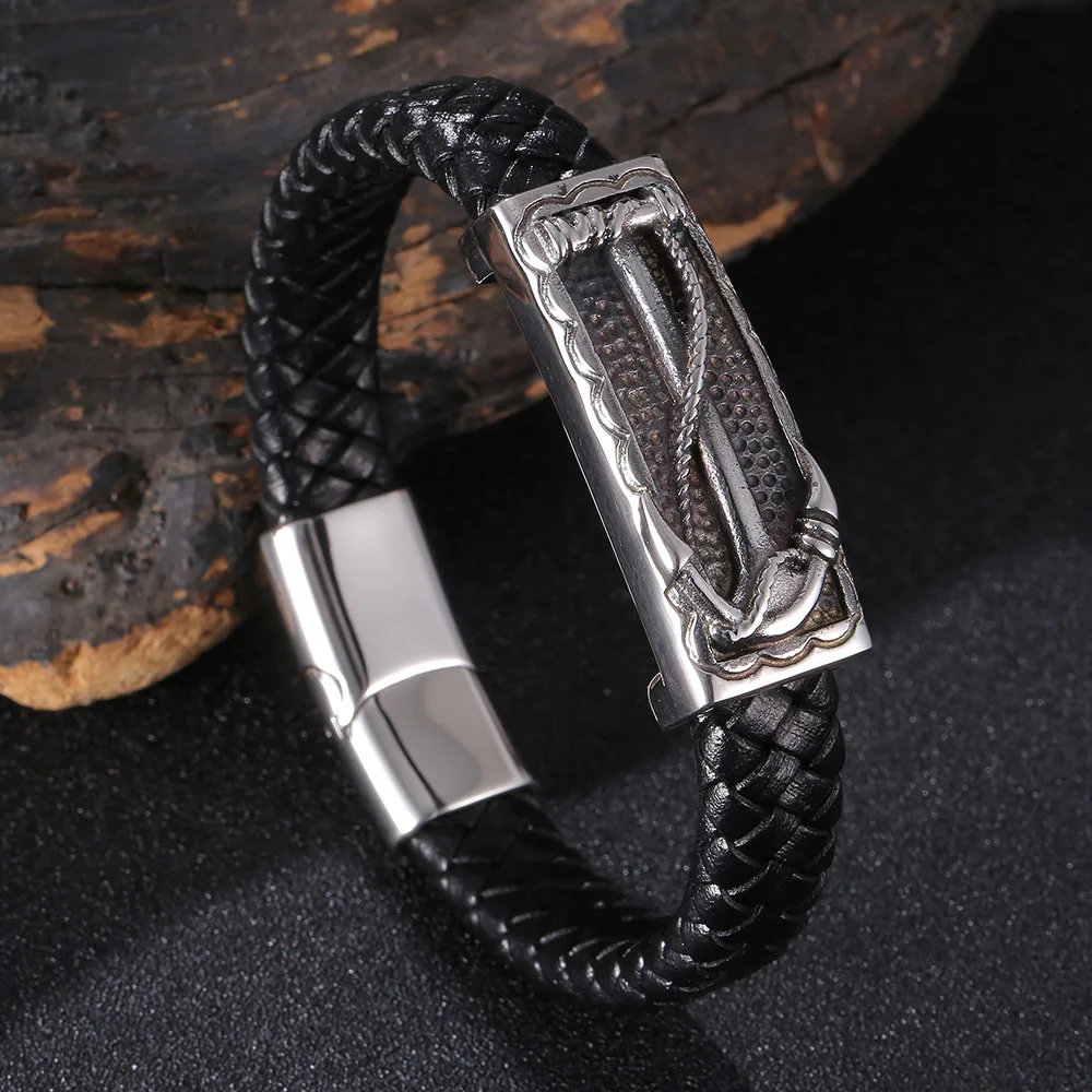 Punk Genuine Leather Braided Bracelet Men Jewelry Magnetic Buckle Vintage Bangle Male Wrist Band Gifts Pulsera Hombre
Punk Genuine Leather Braided Bracelet Men Jewelry Magnetic Buckle Vintage Bangle Male Wrist Band Gifts Pulsera Hombre