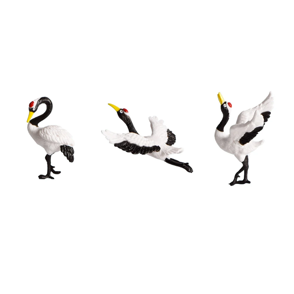 

3 Pcs Car Gadgets Simulated Red-crowned Crane Figurines Micro Landscape Adornment Ornament Ornaments White Resin