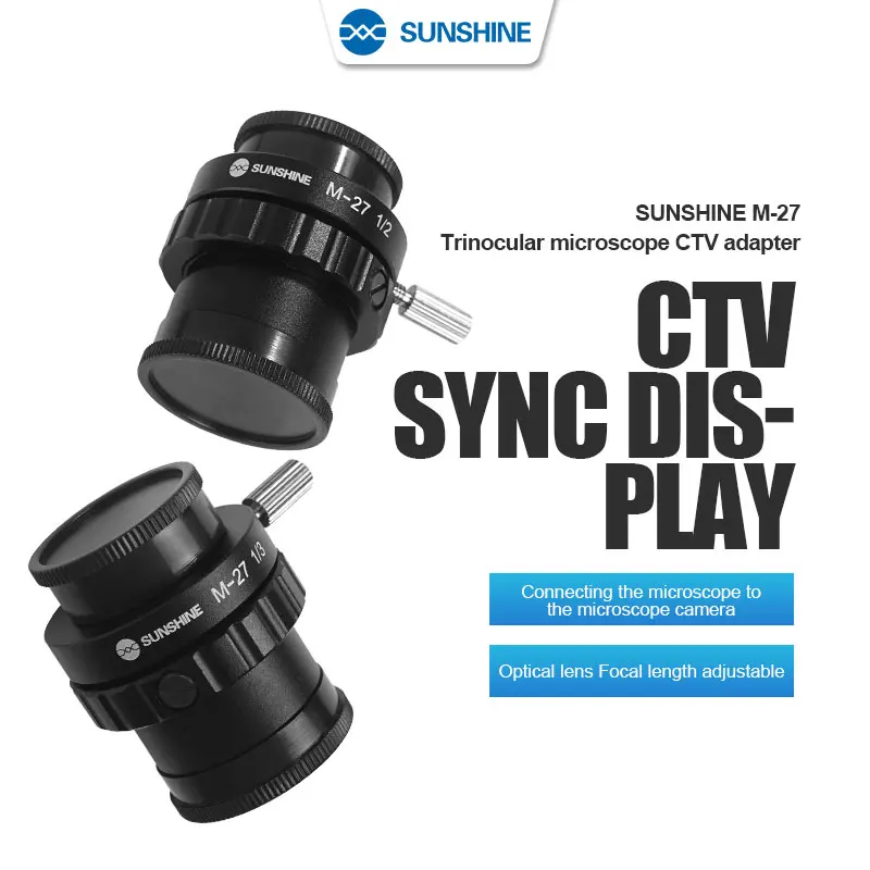 

SUNSHINE M-27 SZM CTV 1/2 1/3 Adapter 0.3X 0.5X C mount Lens Adapter For Trinocular Stereo Microscope HDMI VGA USB Video Camera