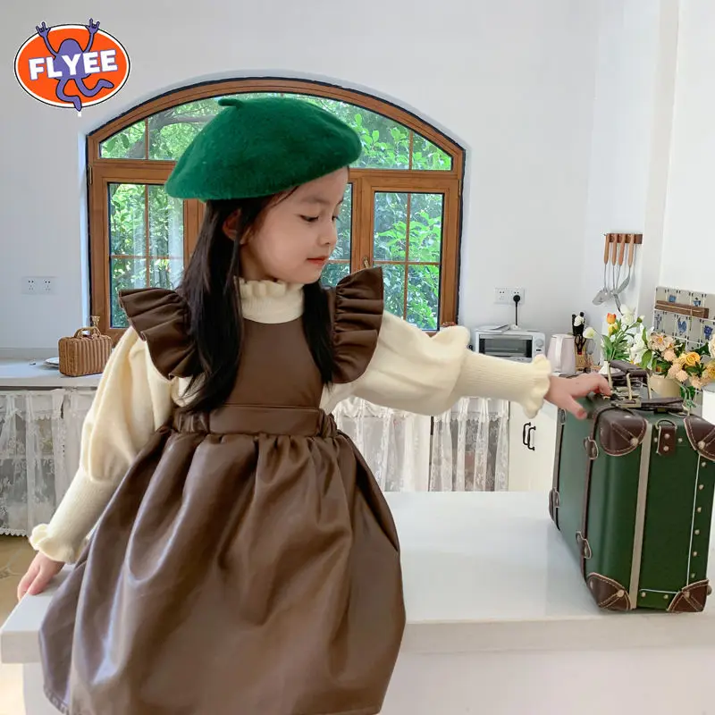 Baby Girl Strap Dress Simple Solid Color Lotus Leaf Clothing Girls Dress Princess Dress Kids Children Girl Dress PU Faux Leather
Baby Girl Strap Dress Simple Solid Color Lotus Leaf Clothing Girls Dress Princess Dress Kids Children Girl Dress PU Faux Leather