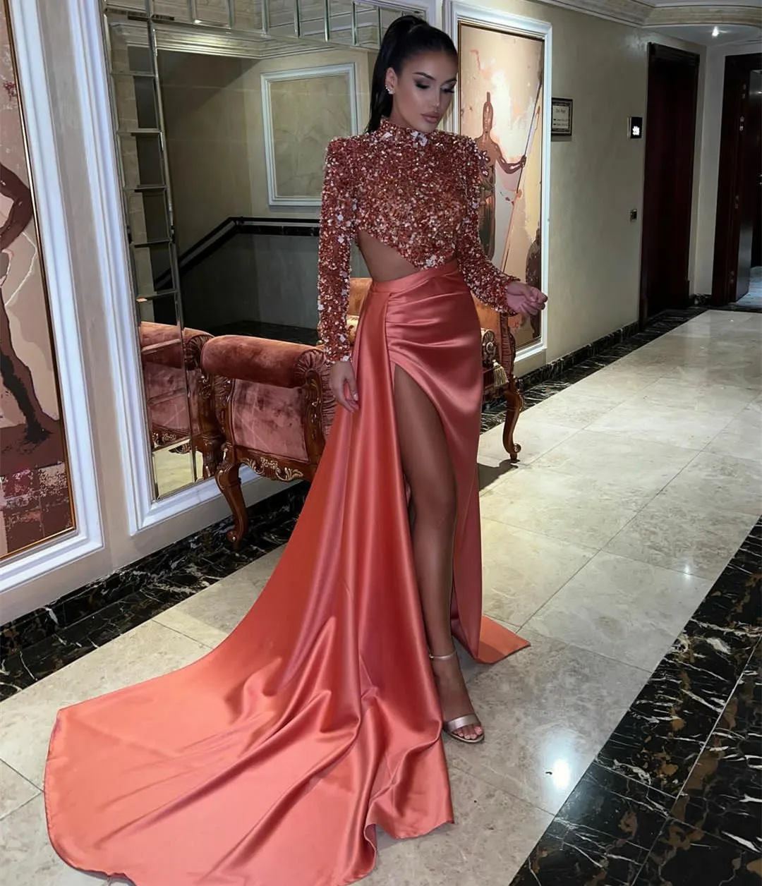 Elegant Long Pink Muslim Evening Dresses With Slit Mermaid Sequined Zipper Back Robe De Mariée Party Gowns For Women
Elegant Long Pink Muslim Evening Dresses With Slit Mermaid Sequined Zipper Back Robe De Mariée Party Gowns For Women