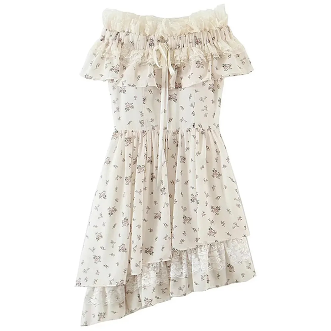 Withered 2023 Ins Fashion Blogger Asymmetry Floral Print Lace Splicing Cascading Party Mini Dress Women
Withered 2023 Ins Fashion Blogger Asymmetry Floral Print Lace Splicing Cascading Party Mini Dress Women