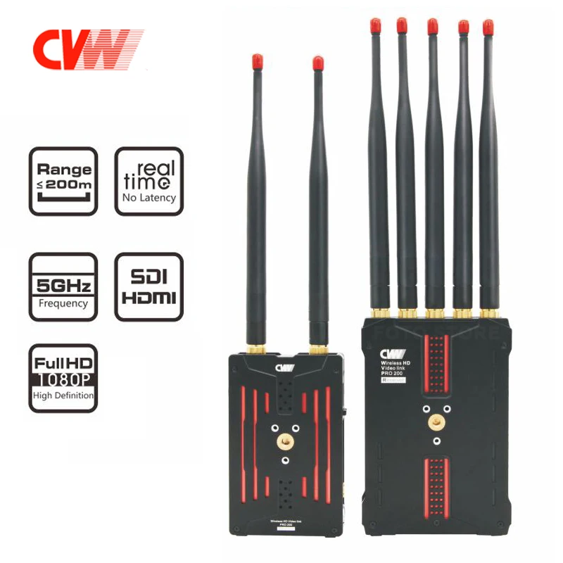 CVW Pro200 200m Wireless HD Video Transmission System 5GHz SDI HD-MI 1080P Multifunctional Wireless image Transmitter & Receiver
CVW Pro200 200m Wireless HD Video Transmission System 5GHz SDI HD-MI 1080P Multifunctional Wireless image Transmitter & Receiver
