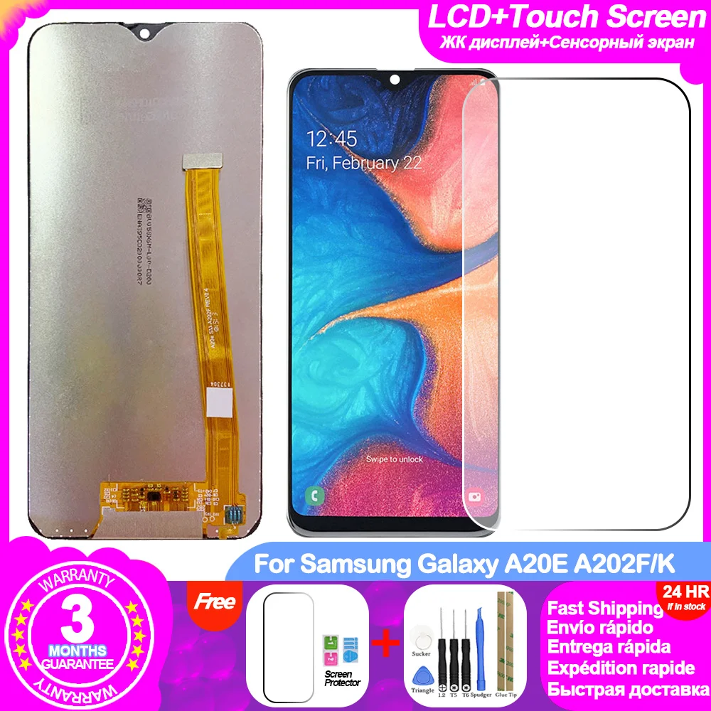 

Оригинальный ЖК-дисплей для Samsung Galaxy A20E SM A202F A202K /DS 5,8 "ЖК-дисплей сенсорный экран замена дигитайзера в сборе