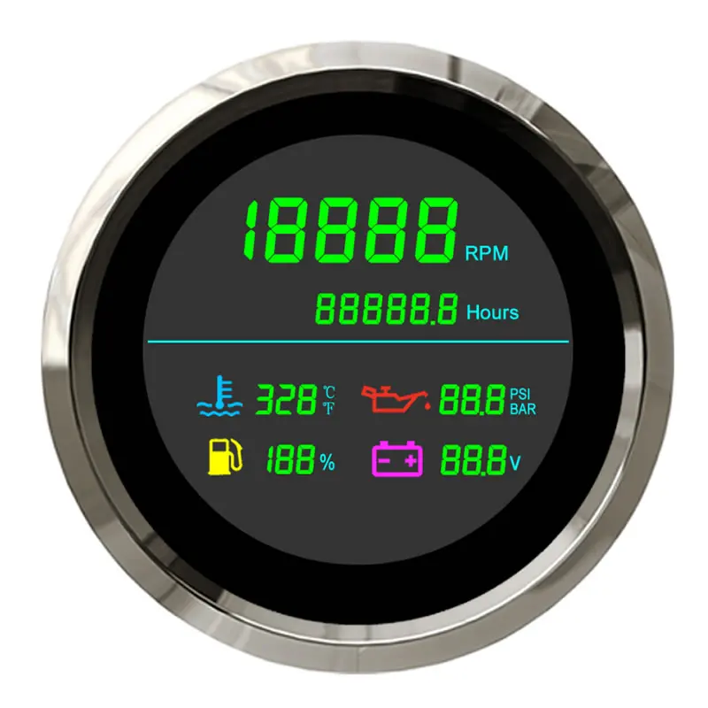 6-in-1 Gasoline Engine Tachometer with Hour Meter Gauge Fuel Level Temperature Oil Pressure Gauge for Marine Boat
6-in-1 Gasoline Engine Tachometer with Hour Meter Gauge Fuel Level Temperature Oil Pressure Gauge for Marine Boat