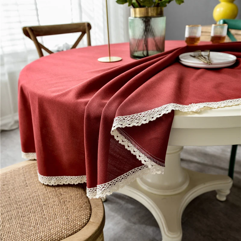 Home Waterproof Solid Color Tablecloth Imitation Cotton and Linen Tassel Lace Round Dining Table Coffee Table Tablecloth
Home Waterproof Solid Color Tablecloth Imitation Cotton and Linen Tassel Lace Round Dining Table Coffee Table Tablecloth