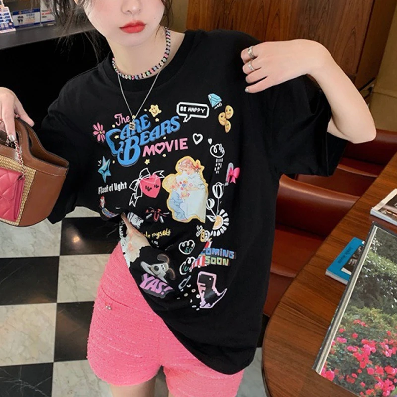 Cute Printed T-shirts Women Round Neck Short Sleeve Tops Tees Casual Loose Harajuku Ulzzang Shirts Summer Korean Teenagers N596
Cute Printed T-shirts Women Round Neck Short Sleeve Tops Tees Casual Loose Harajuku Ulzzang Shirts Summer Korean Teenagers N596