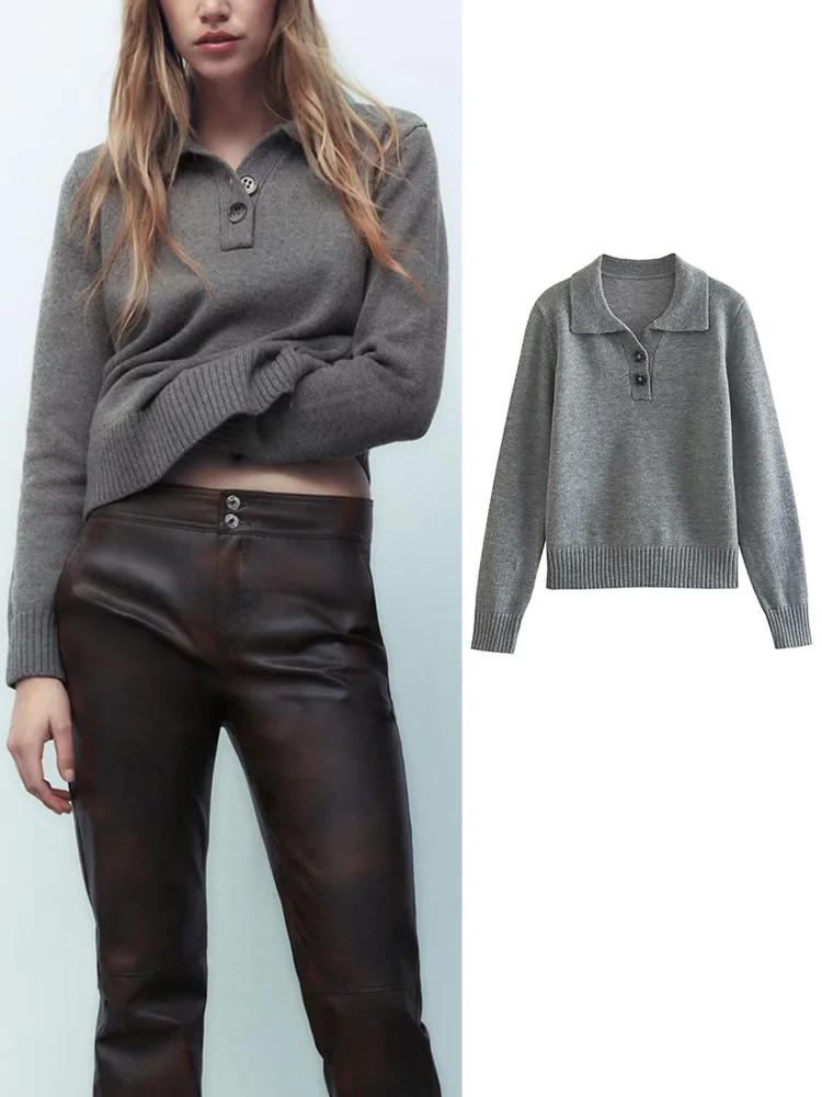 TRAF Ladies Gray Knitted Sweater 2022 Autumn Winter Warm Loose Polo Collar Long Sleeve Female Pullover Chic Soft Tops
TRAF Ladies Gray Knitted Sweater 2022 Autumn Winter Warm Loose Polo Collar Long Sleeve Female Pullover Chic Soft Tops