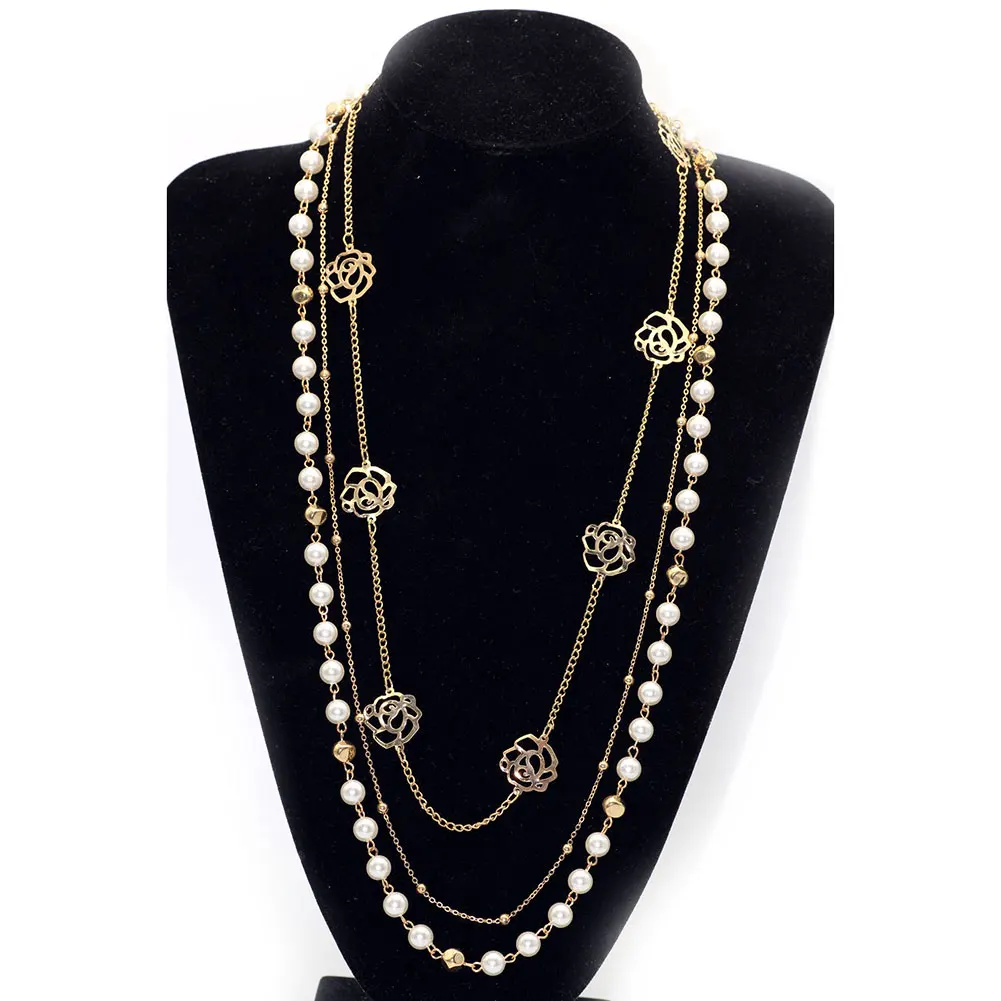 Women Rhinestone Multi Layer Long Necklace Imitation Pearls Sweater Chain Necklaces Jewelry
Women Rhinestone Multi Layer Long Necklace Imitation Pearls Sweater Chain Necklaces Jewelry