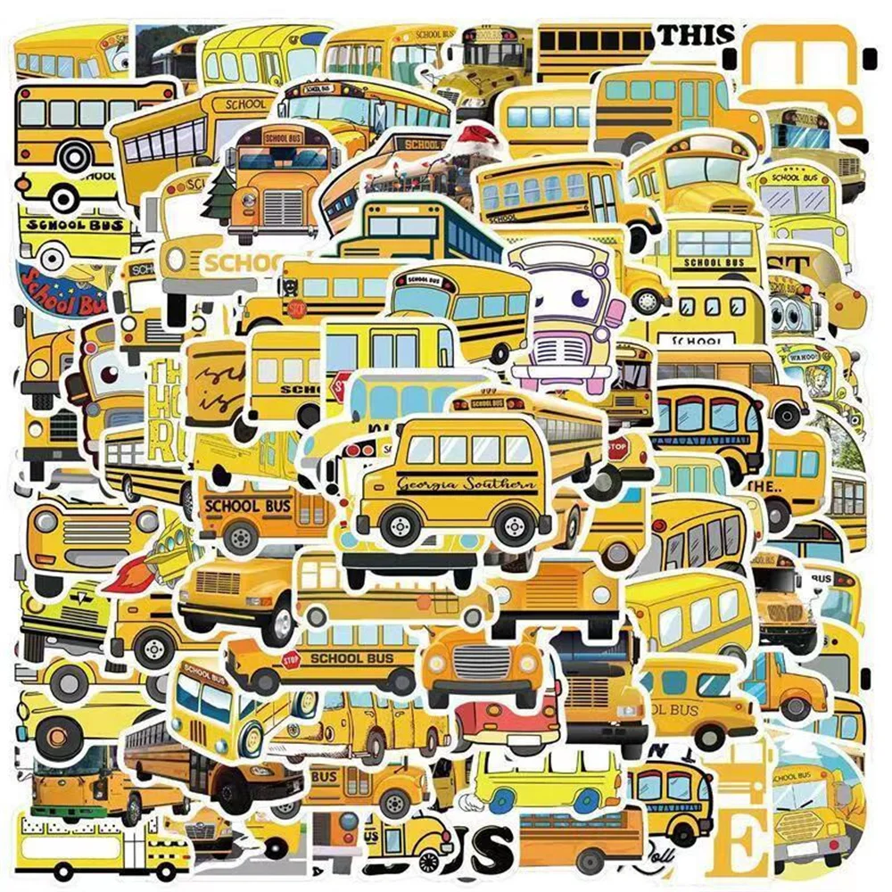 

10/30/50PCS New School Bus Sticker Pack Cartoon Creative Animation Kids Luggage Table Car Chair Decoration Waterproof Wholesale