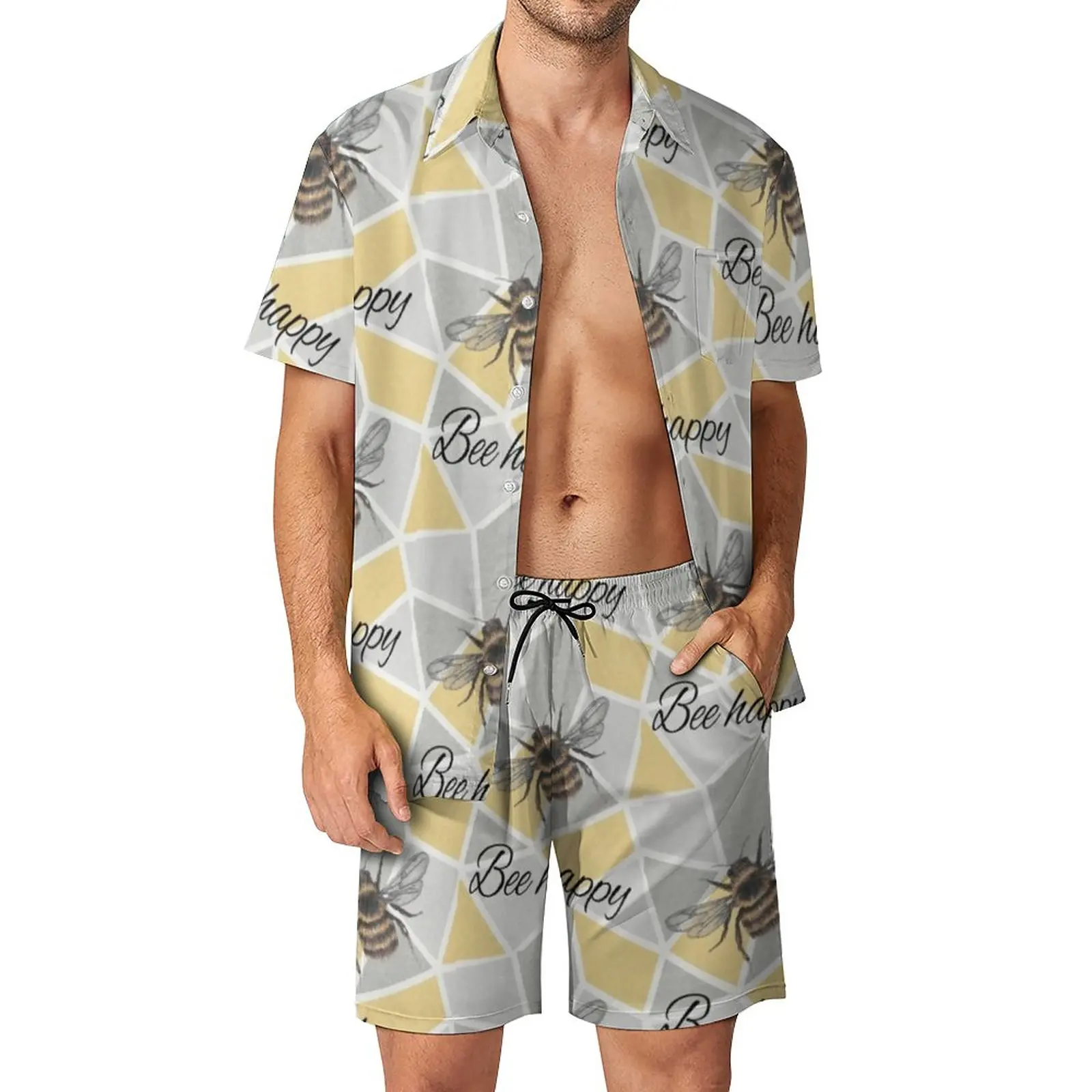 Bumble Bees Men Sets Geometric Bee Happy Hawaiian Casual Shirt Set Short-Sleeved Custom Shorts Summer Beach Suit Plus Size
Bumble Bees Men Sets Geometric Bee Happy Hawaiian Casual Shirt Set Short-Sleeved Custom Shorts Summer Beach Suit Plus Size