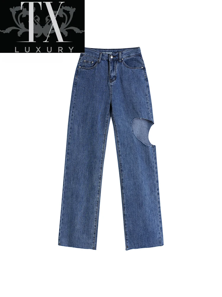 Korean Women's Y2K High Waist Ripped Denim Straight Pants Street wear Wide Leg Jeans Casual Loose Baggy Trousers
Korean Women's Y2K High Waist Ripped Denim Straight Pants Street wear Wide Leg Jeans Casual Loose Baggy Trousers