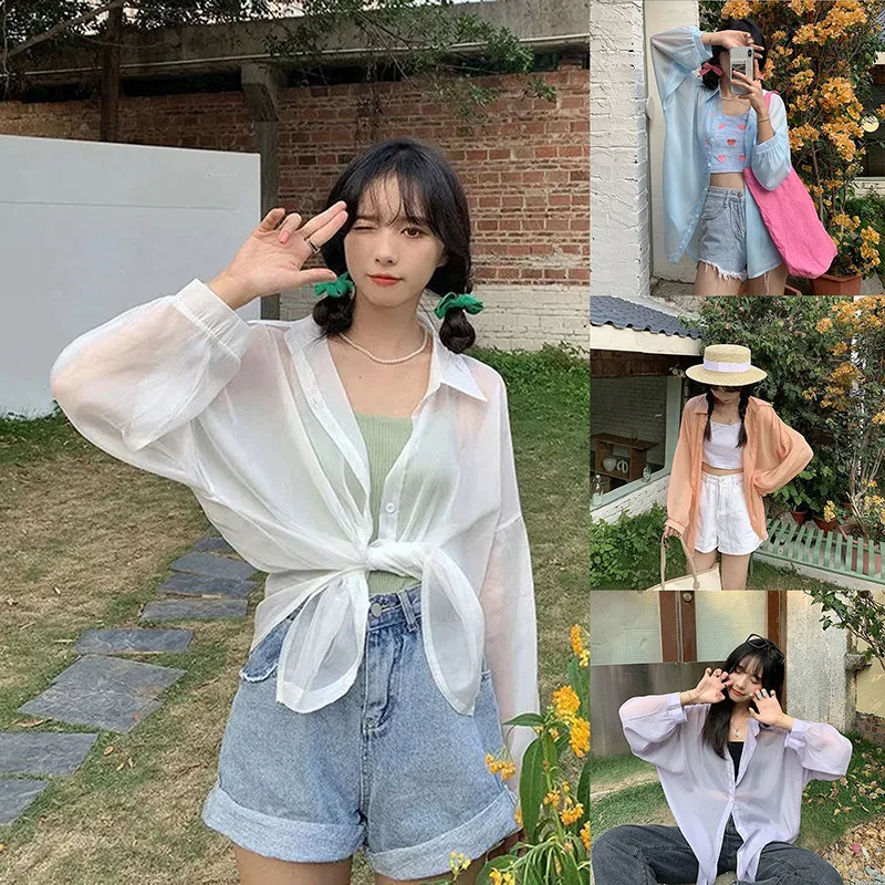 2022 Shirt for Women Blouse Long Sleeve Female Chiffon Loose Tops Summer Cardigan Thin Sexy Solid Color Casual Shirts 
2022 Shirt for Women Blouse Long Sleeve Female Chiffon Loose Tops Summer Cardigan Thin Sexy Solid Color Casual Shirts