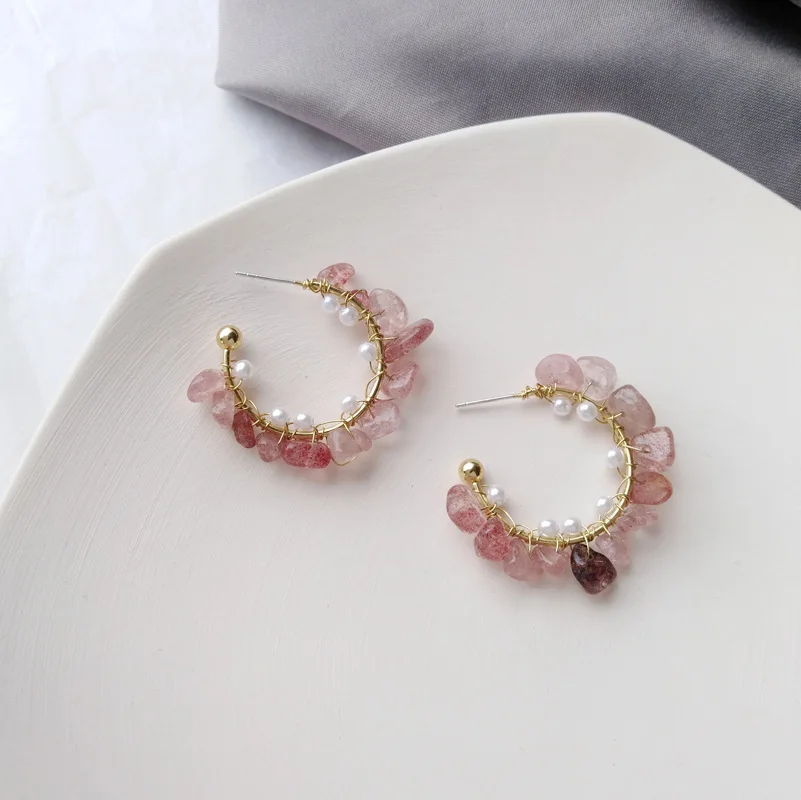 Sweet Girl's Ear Ring Irregular Gravel Temperament Earrings Simple C-shaped Pearl Earrings Earring Korean 
Sweet Girl's Ear Ring Irregular Gravel Temperament Earrings Simple C-shaped Pearl Earrings Earring Korean