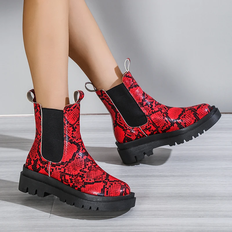 Women's Boots Fall Winter Fashion Snakeskin Print Women's Chelsea Boots Red Blue Women's Snow Boots Platform Women's Shoes ANKLE
Women's Boots Fall Winter Fashion Snakeskin Print Women's Chelsea Boots Red Blue Women's Snow Boots Platform Women's Shoes ANKLE