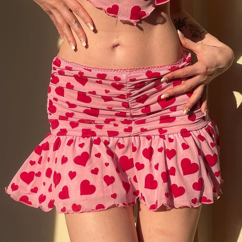 Women Pink Love print Mini Skirt Sweet Cute Lolita Women Skirts E-Girls Kawaii Ruff Short Skirts Y2k
Women Pink Love print Mini Skirt Sweet Cute Lolita Women Skirts E-Girls Kawaii Ruff Short Skirts Y2k